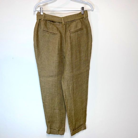 NWT Massimo Dutti Burlap Linen High Waist Pants Womens Sz 8 - Picture 3 of 9